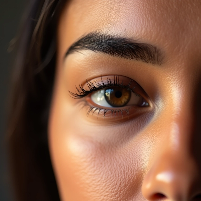 Sobrancelhas definidas e naturais.