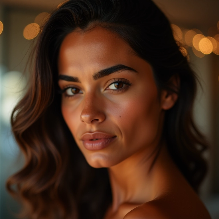 Sobrancelhas preenchidas e definidas para a maquiagem de ano novo.