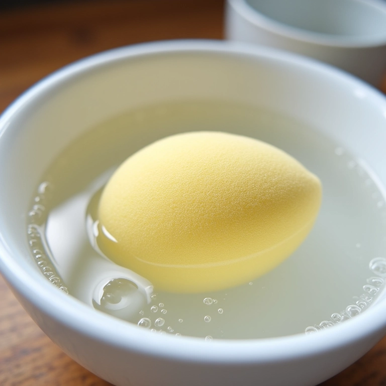 Solução caseira com vinagre branco para limpar esponja.