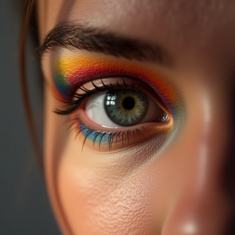 Sombra colorida nos olhos.