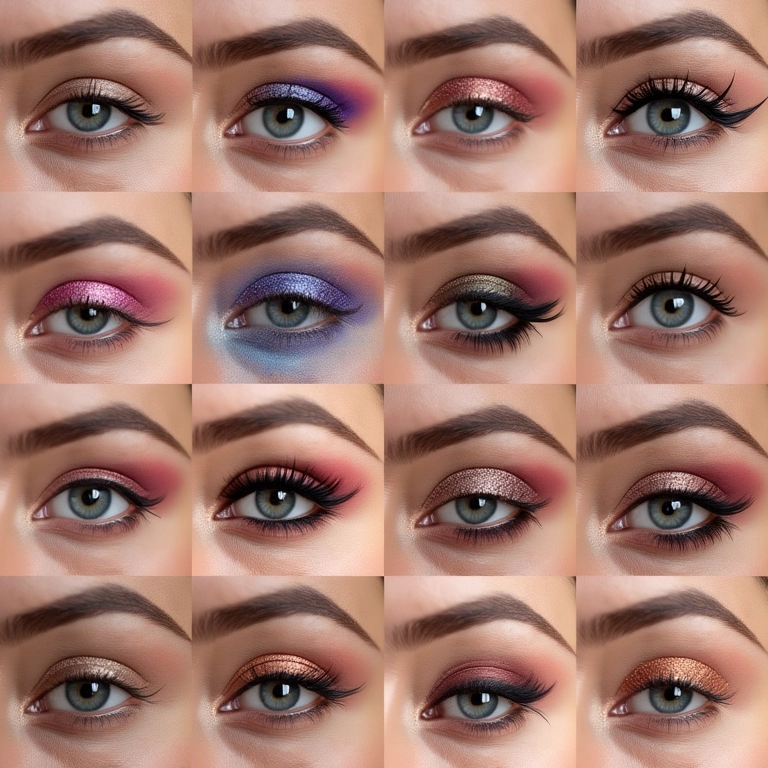 Sombra com glitter usada em looks diferentes: dia, noite, festa.