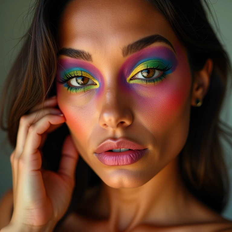 Sombras vibrantes adicionando um toque especial à maquiagem indiana.