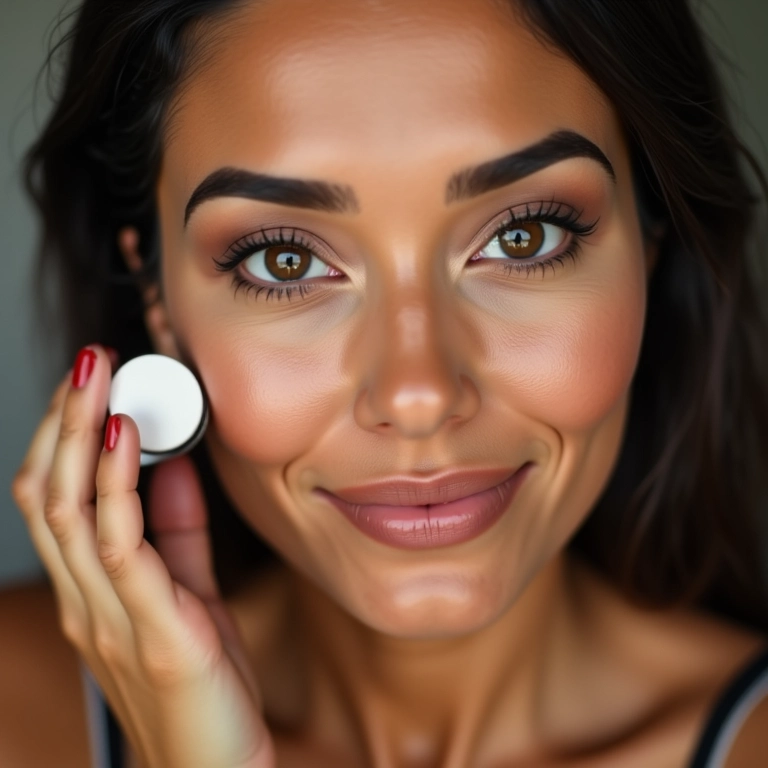 Técnica de baking com pó facial.