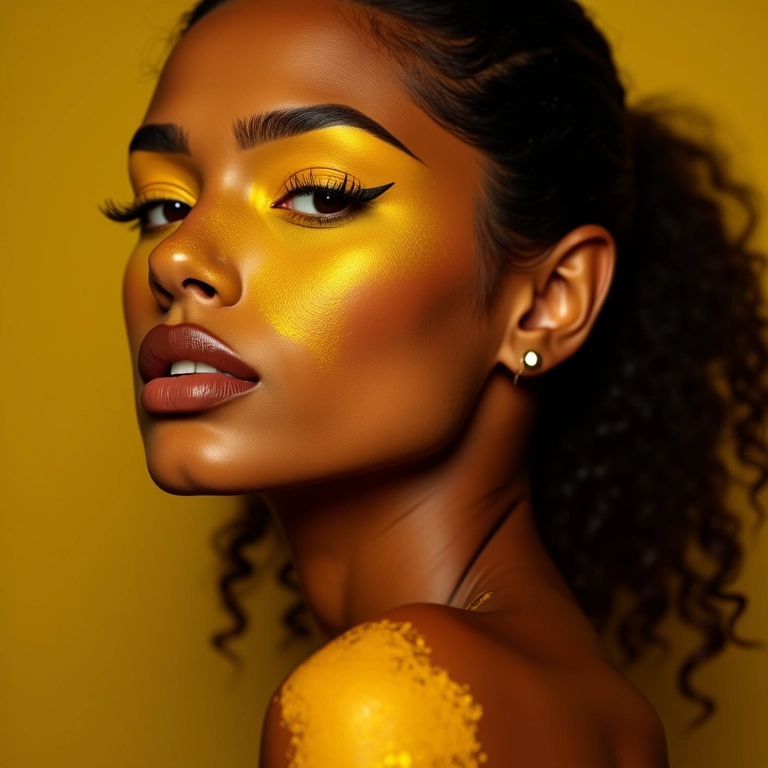 Técnica de baking com pó translúcido amarelo.