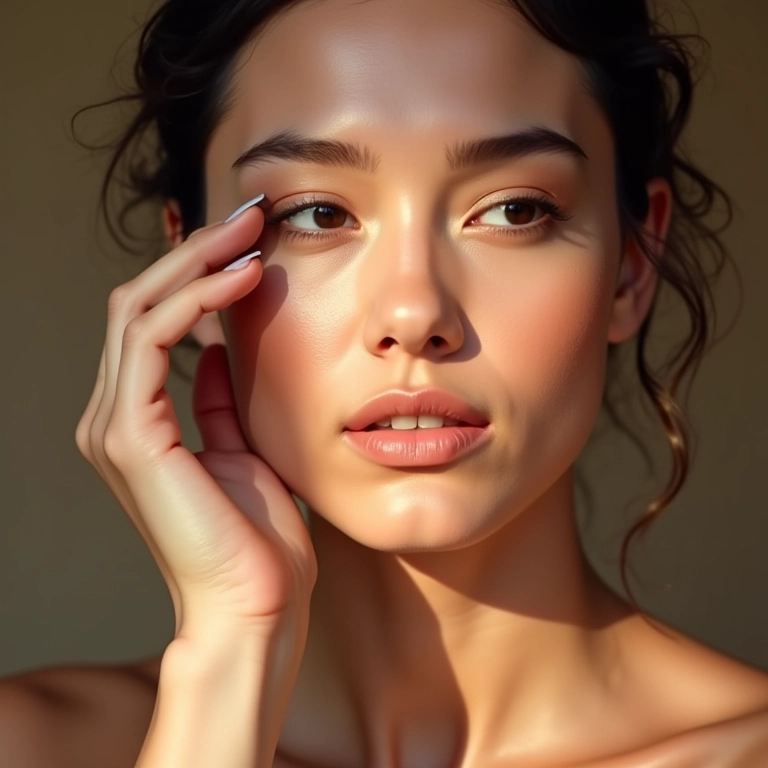 Testando a cor do corretivo na mandíbula.