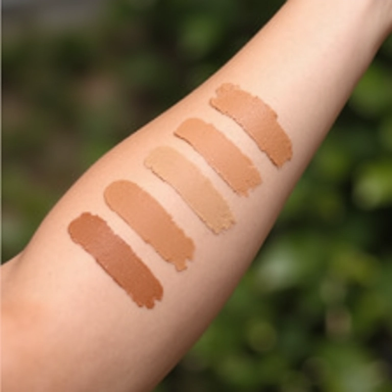 Testando cores de base na pele