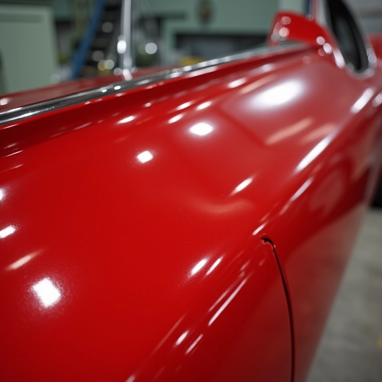 Teste de aderência da tinta de acabamento sobre primer vermelho em metal.