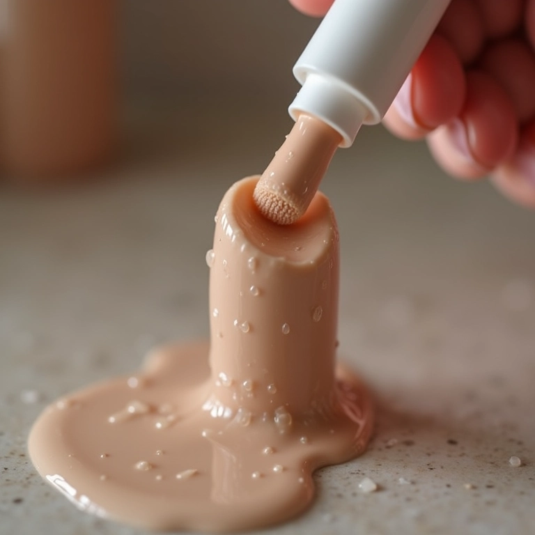 Teste de corretivo em bastão à prova d'água com gotas de água.