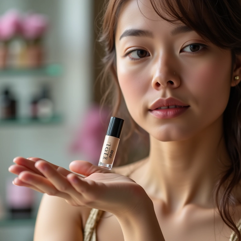 Teste de corretivo em gel na loja antes da compra.