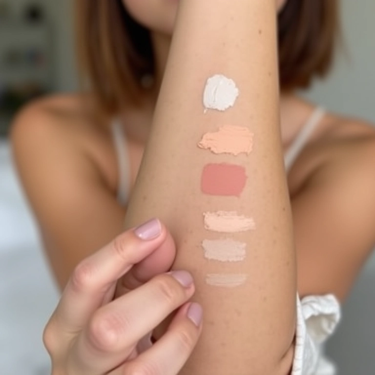 Teste de maquiagem na pele para verificar reações alérgicas.