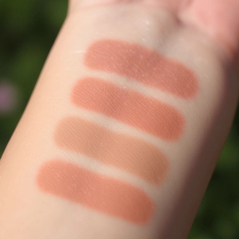 Teste de pigmentação de diferentes bronzers frios em pele clara.