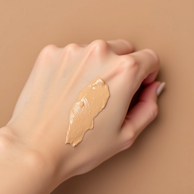 Textura cremosa e hidratante da base para pele seca.