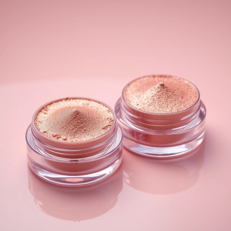 Texturas de iluminador em pó solto: brilho sutil para o dia e intenso para a noite.