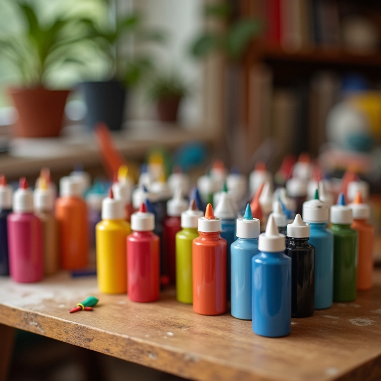 Tintas e colas em bisnaga para artesanato