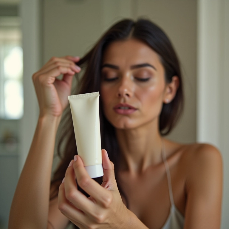 Tintura para cabelo em bisnaga sendo aplicada