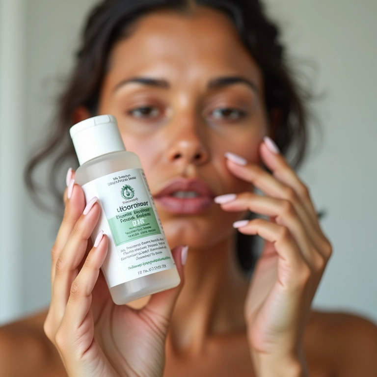 Tônico facial com pó de farmácia para acne: pele limpa.