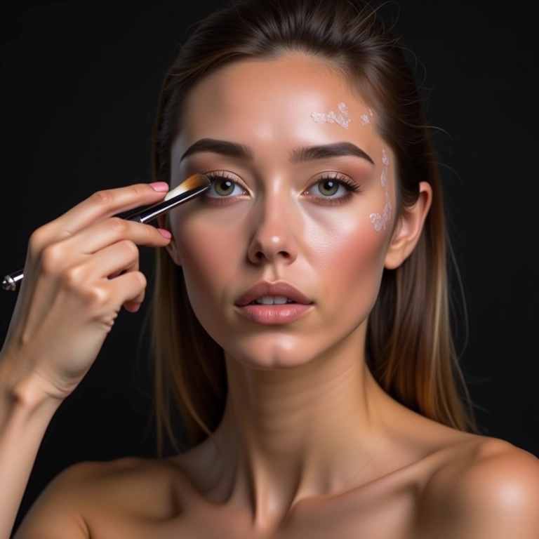 Truques de maquiagem com iluminador marmorizado.