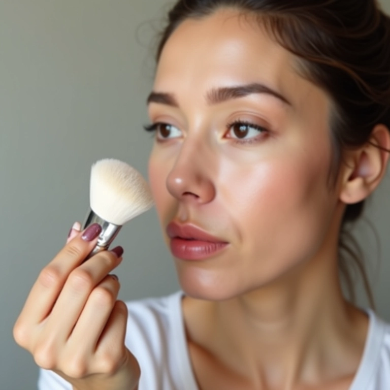 Usando o pincel adequado para aplicar o pó HD.