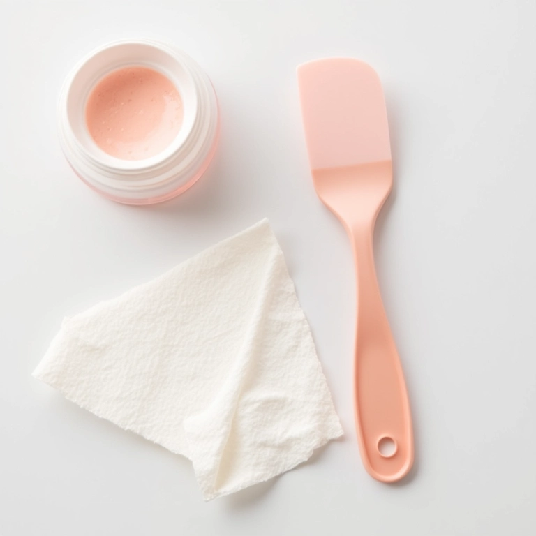 Utensílios básicos para consertar pó compacto: espátula, recipiente e papel toalha.