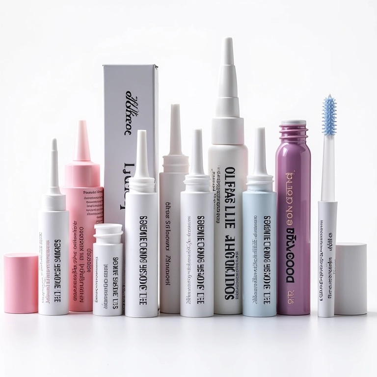 Variedade de colas para cílios postiços.