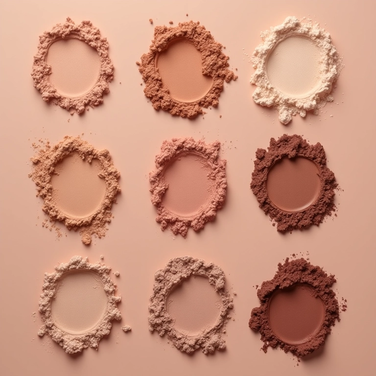 Variedade de cores de pó solto para diferentes tons de pele.