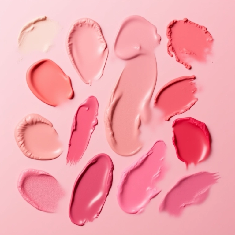 Variedade de cores e tons de blush líquido.