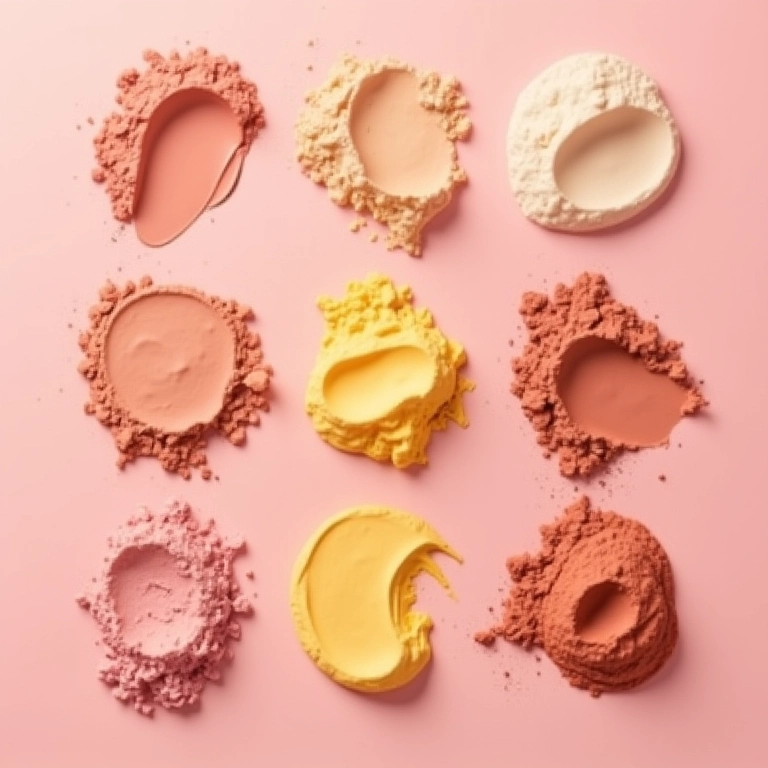 Variedade de pós de banana rosados para diferentes tons de pele.