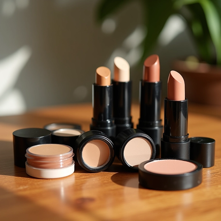 Variedade de produtos de contorno para diferentes tons de pele e preferências.