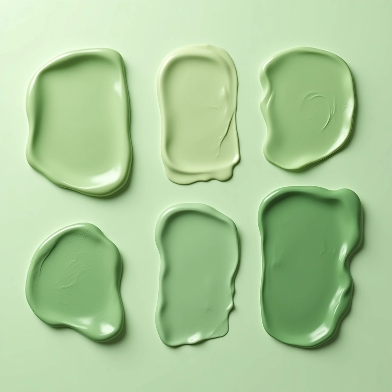 Variedade de tons de corretivo verde.