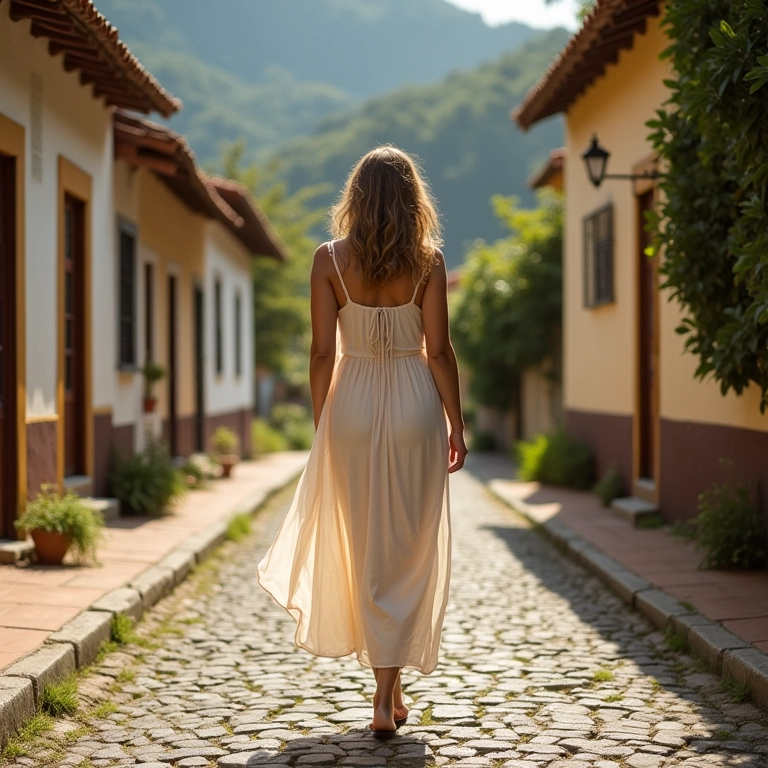 Vestido leve e fluido ideal para o verão brasileiro.