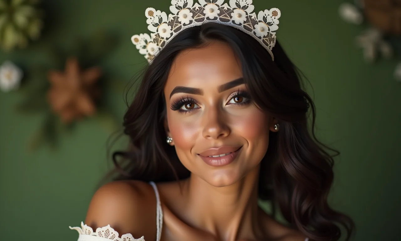 Acessórios como laços e tiaras complementam a maquiagem de boneca.