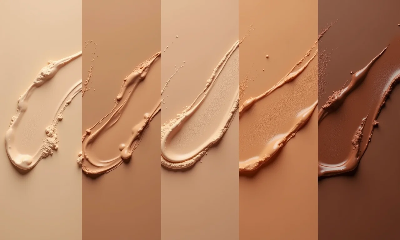 Amostras de base cushion em diversos tons de pele com diferentes subtons.