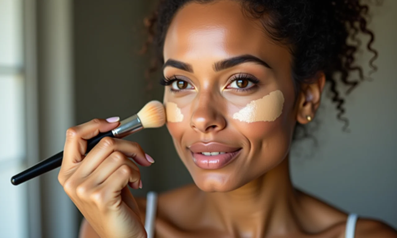 Aplicação de base com textura adequada para disfarçar poros.