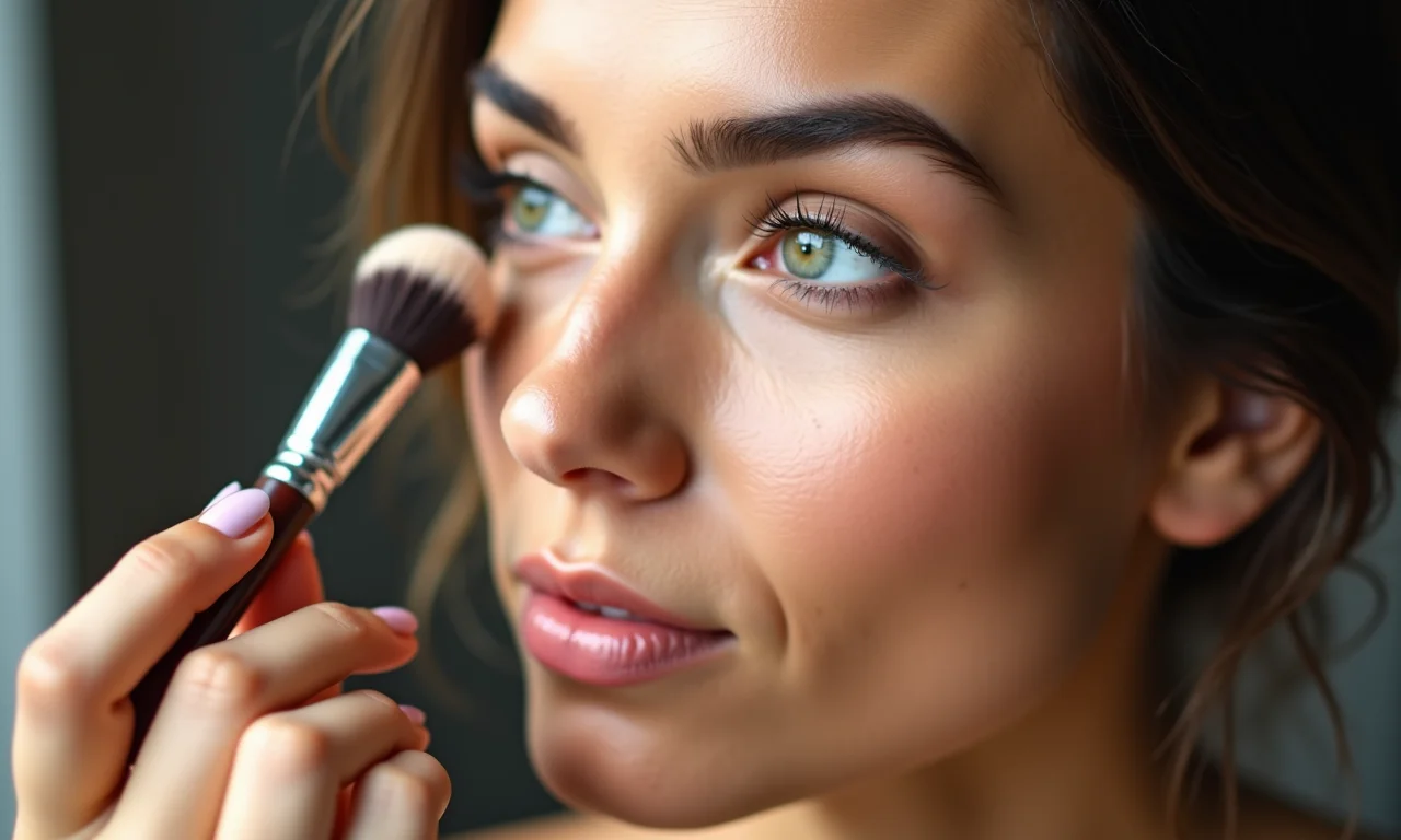 Aplicação de base de alta cobertura para uniformizar o tom da pele.