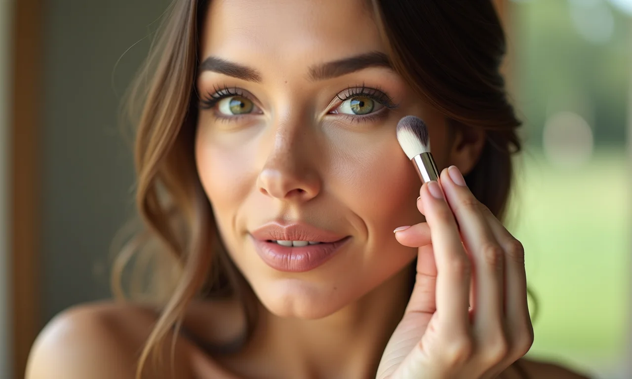 Aplicação de base e corretivo para uma pele de boneca.