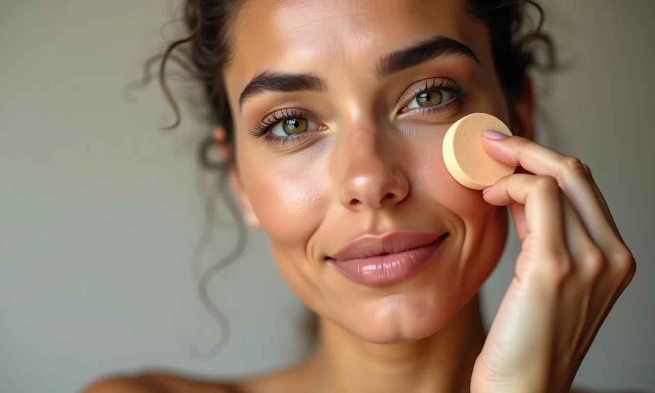 Aplicação de base leve para uniformizar o tom da pele.