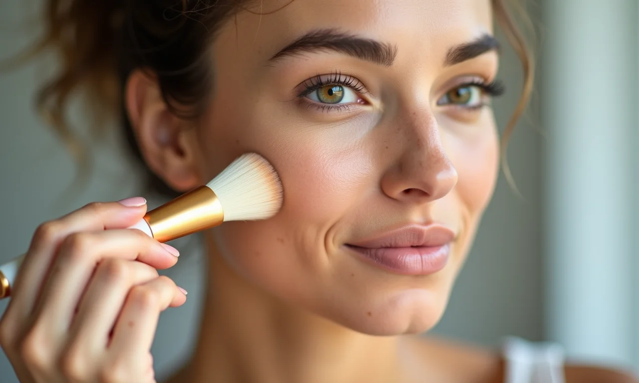 Aplicação de base mineral leve em pele com rosácea.