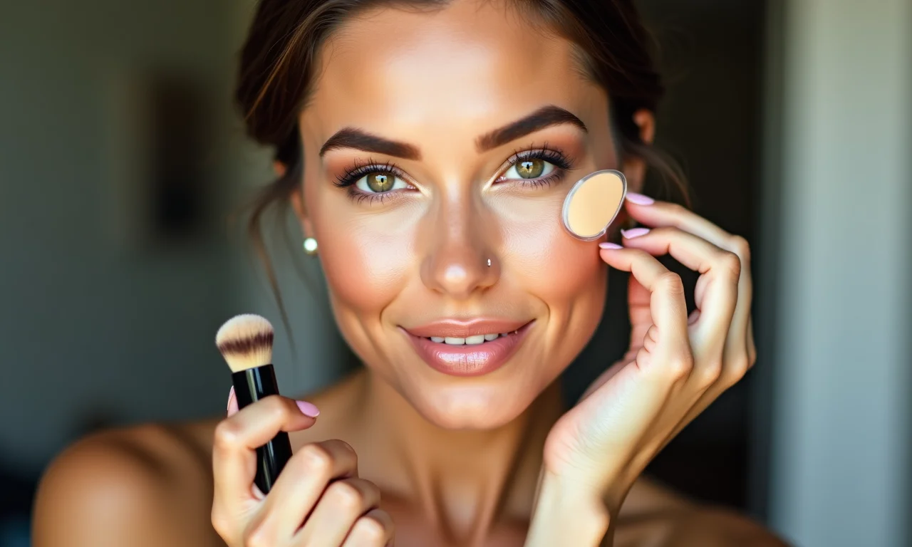 Aplicação de base para uma pele impecável.