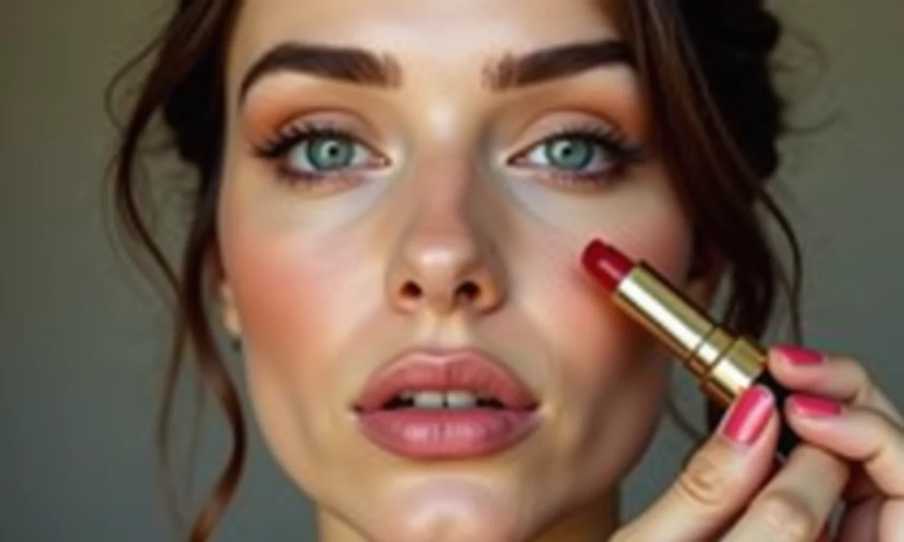 Aplicação de batom nude para complementar a maquiagem estilo foxy eyes.