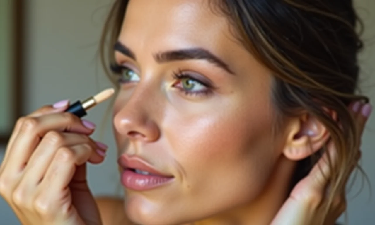 Aplicação de corretivo com atenção à textura e à técnica.