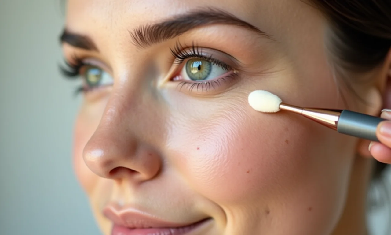 Aplicação de corretivo para iluminar e esconder imperfeições.