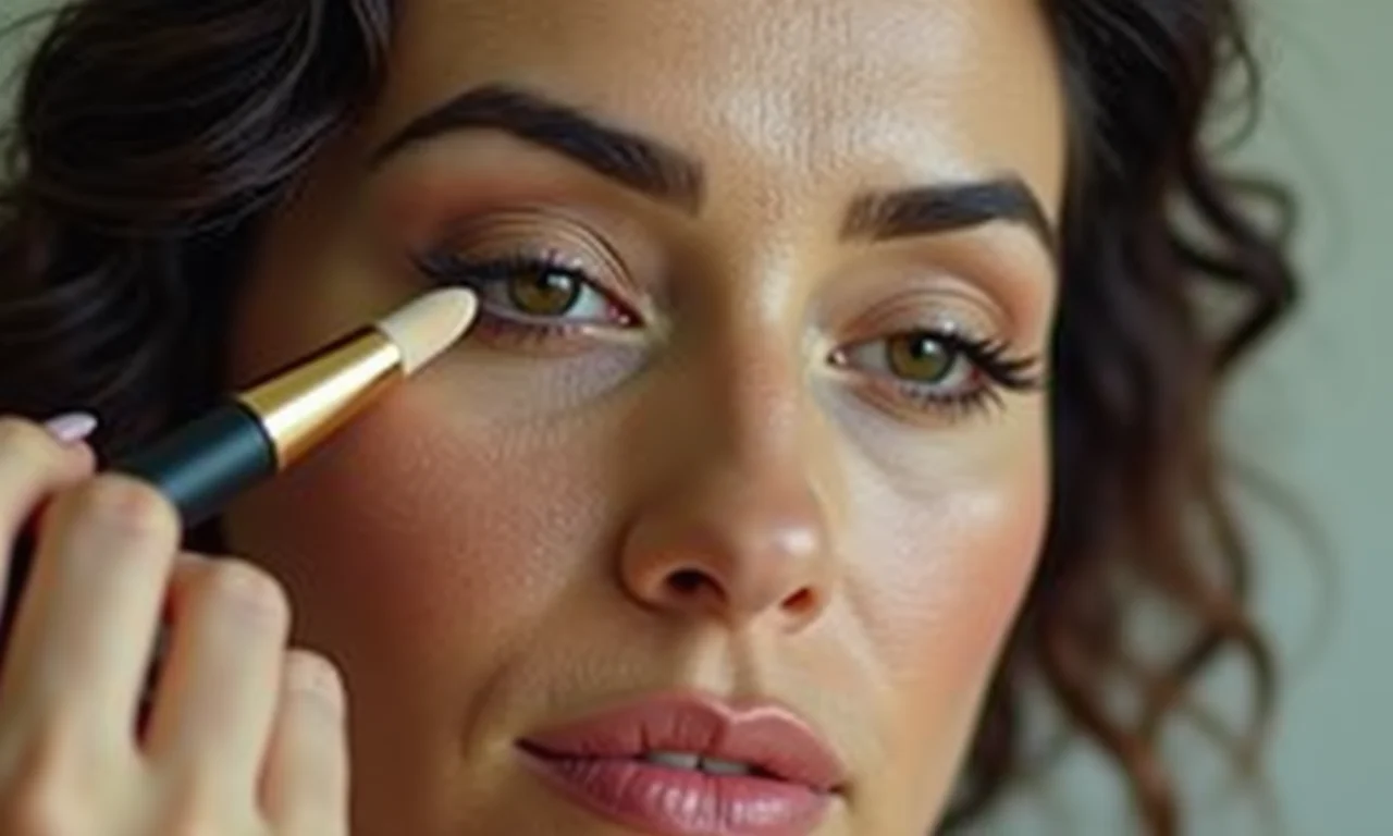 Aplicação de corretivo para uma pele perfeita na maquiagem dos anos 60.