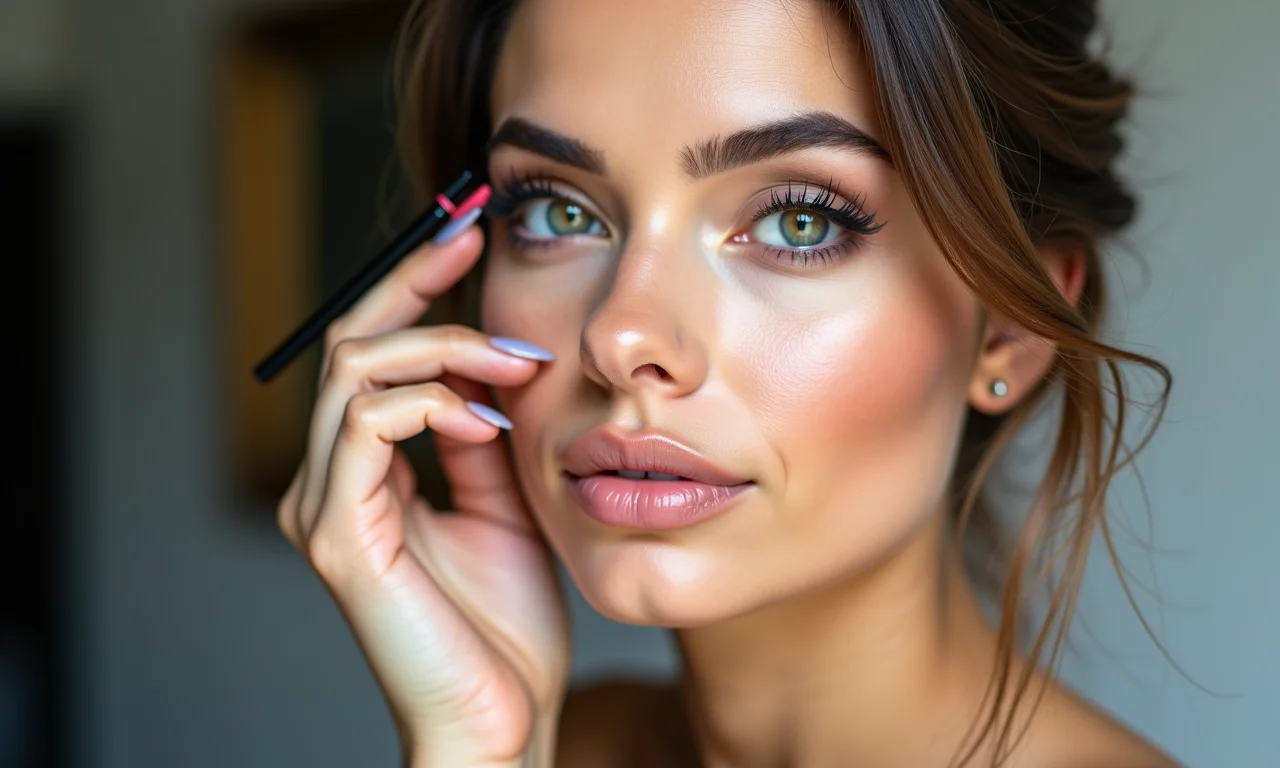 Aplicação de delineador à prova d’água para realçar o olhar.