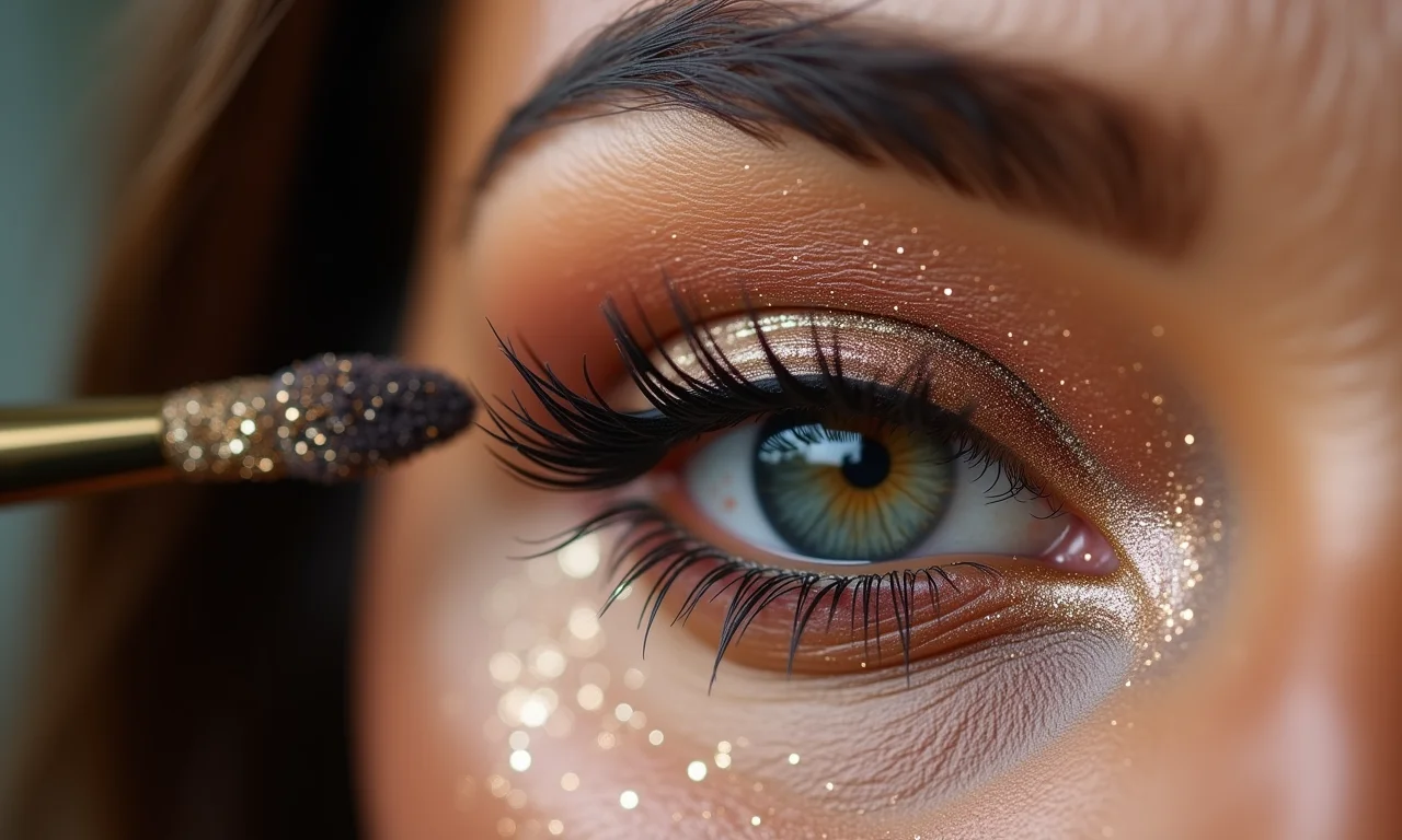 Aplicação de glitter na maquiagem Euphoria.