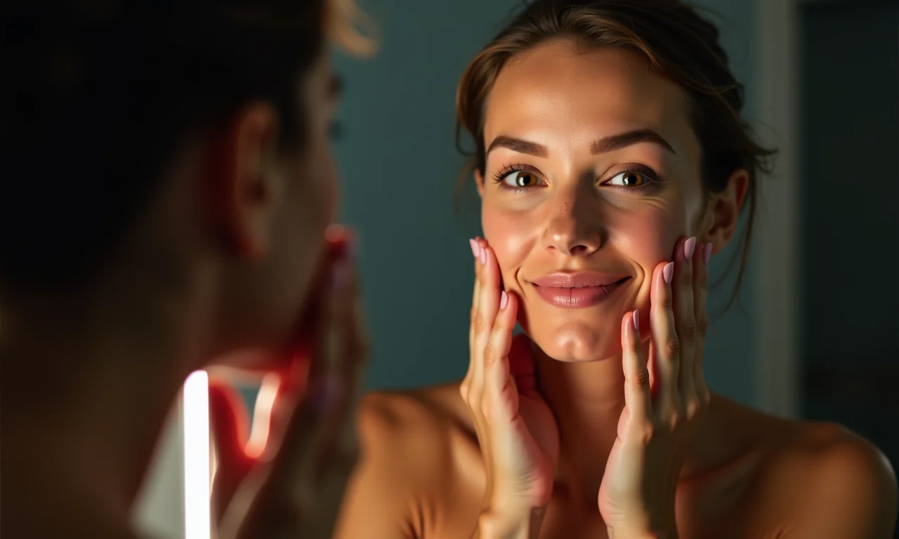 Aplicação de hidratante calmante noturno.