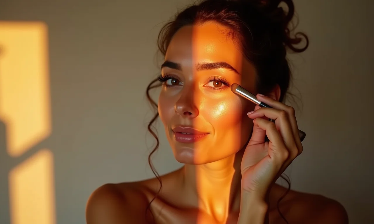 Aplicação de iluminador nos pontos estratégicos do rosto.