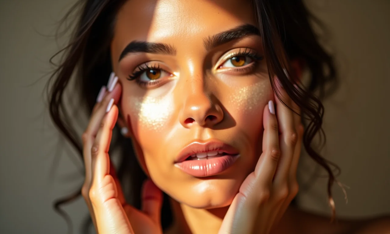 Aplicação de iluminador para realçar pontos altos.