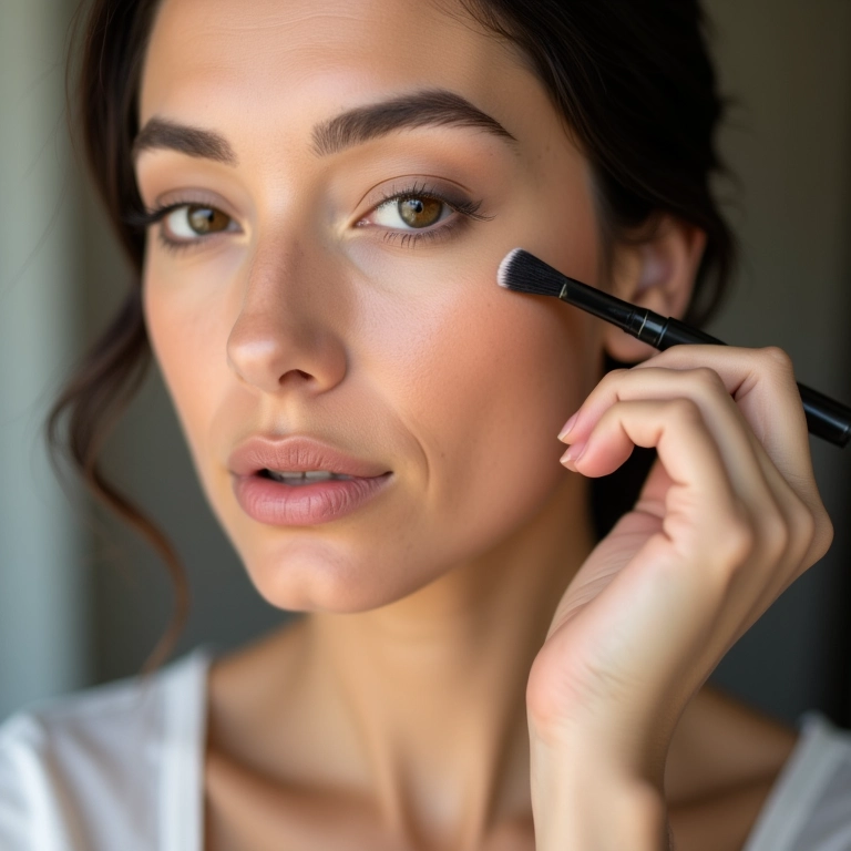 Aplicação de maquiagem com primer para maior duração.