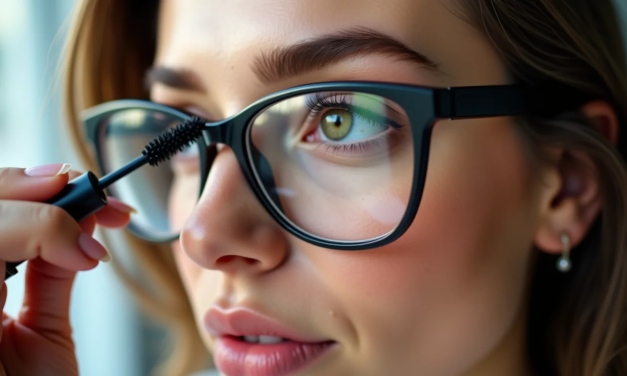 Aplicação de máscara de cílios para dar volume.