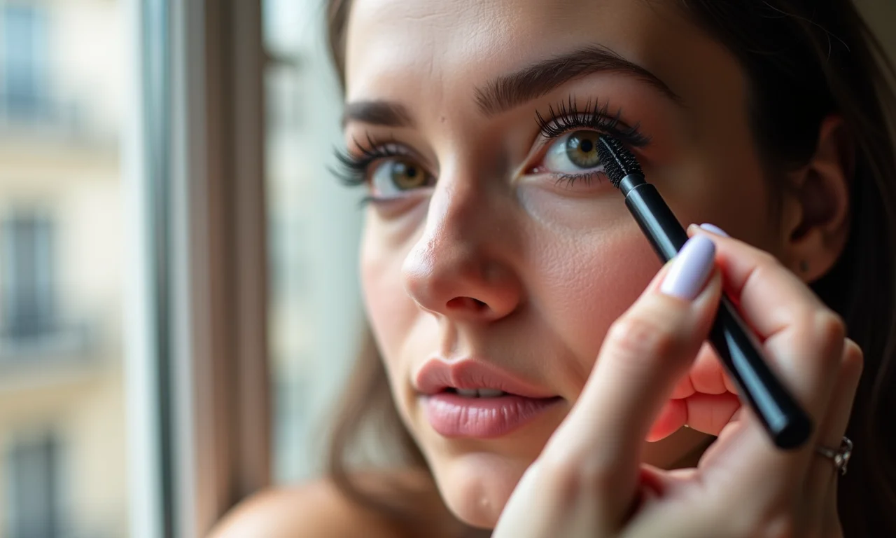 Aplicação de máscara de cílios para definir o olhar.